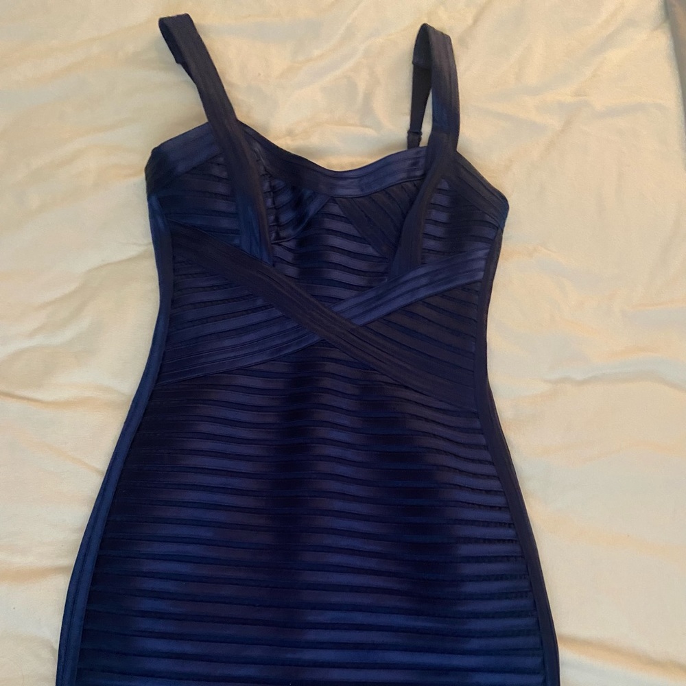 Navy satin BCBG cocktail dress